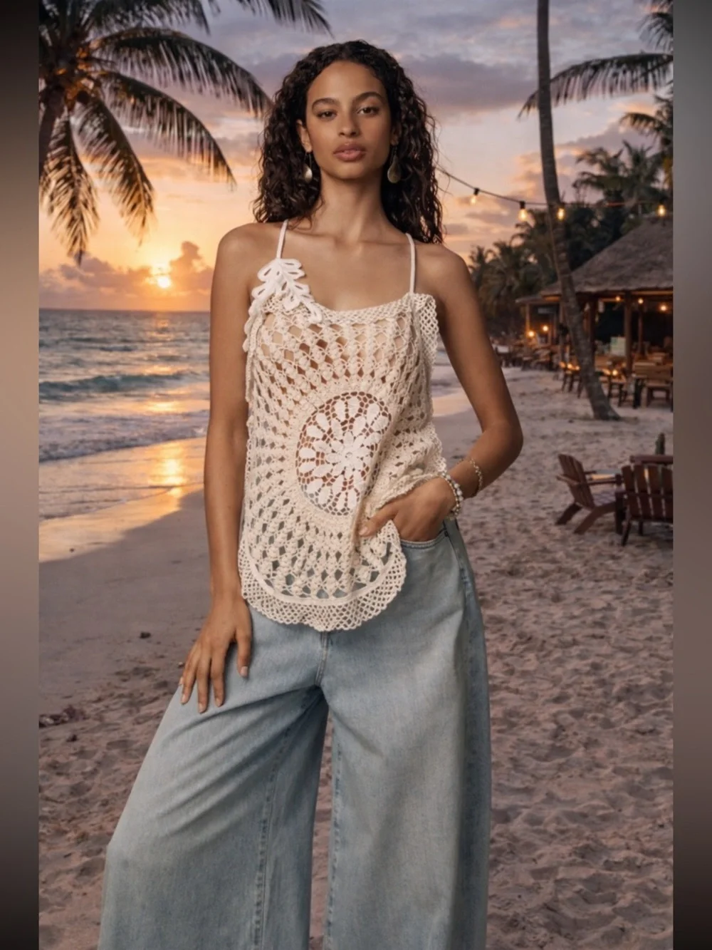 Anthropologie NWT Boho Pieced Crochet
Sweater Tank size S. - Picture 4 of 15